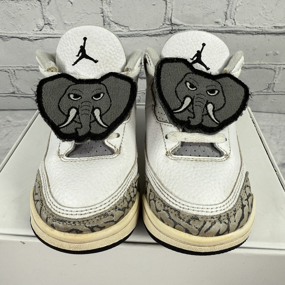 Nike Air Jordan 3‎ Retro Toddler Size 9C Hide And Seek Elephant Shoes FB4415-100 - Picture 4 of 12